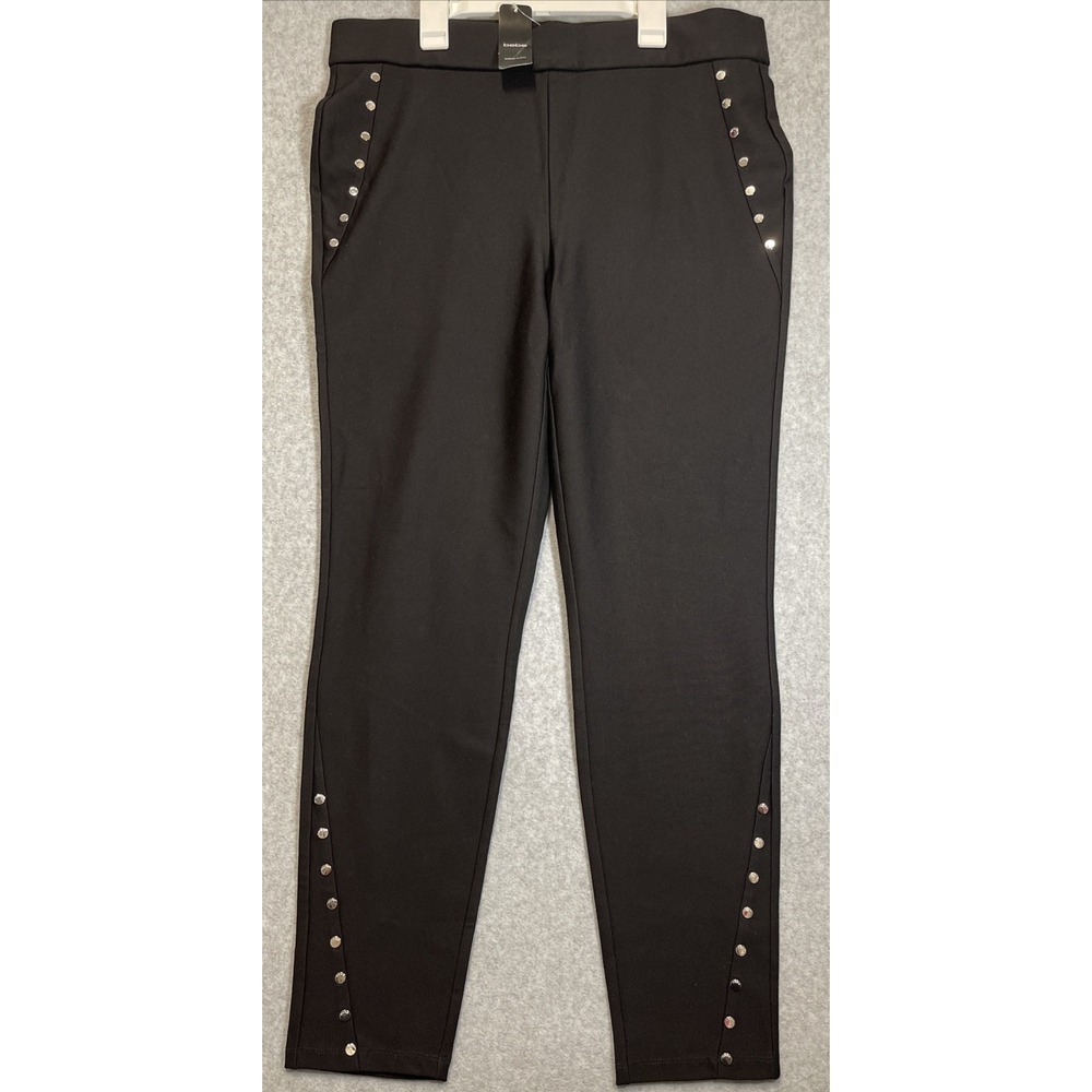 Bebe Women's Rivet Detail Leggings Black Size XL Chic Studded